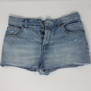 ✿SOLD✿ Free People Raw Hem Patchwork Denim Shorts